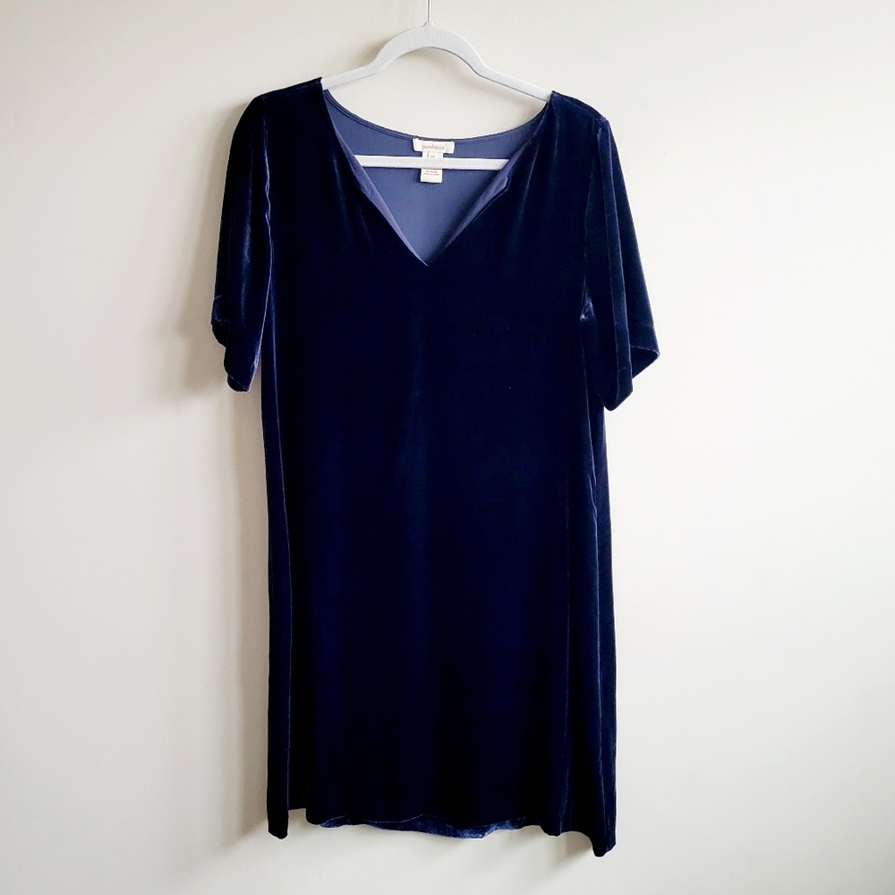 Sundance Crushed Velvet Short Sleeve Dress Blue